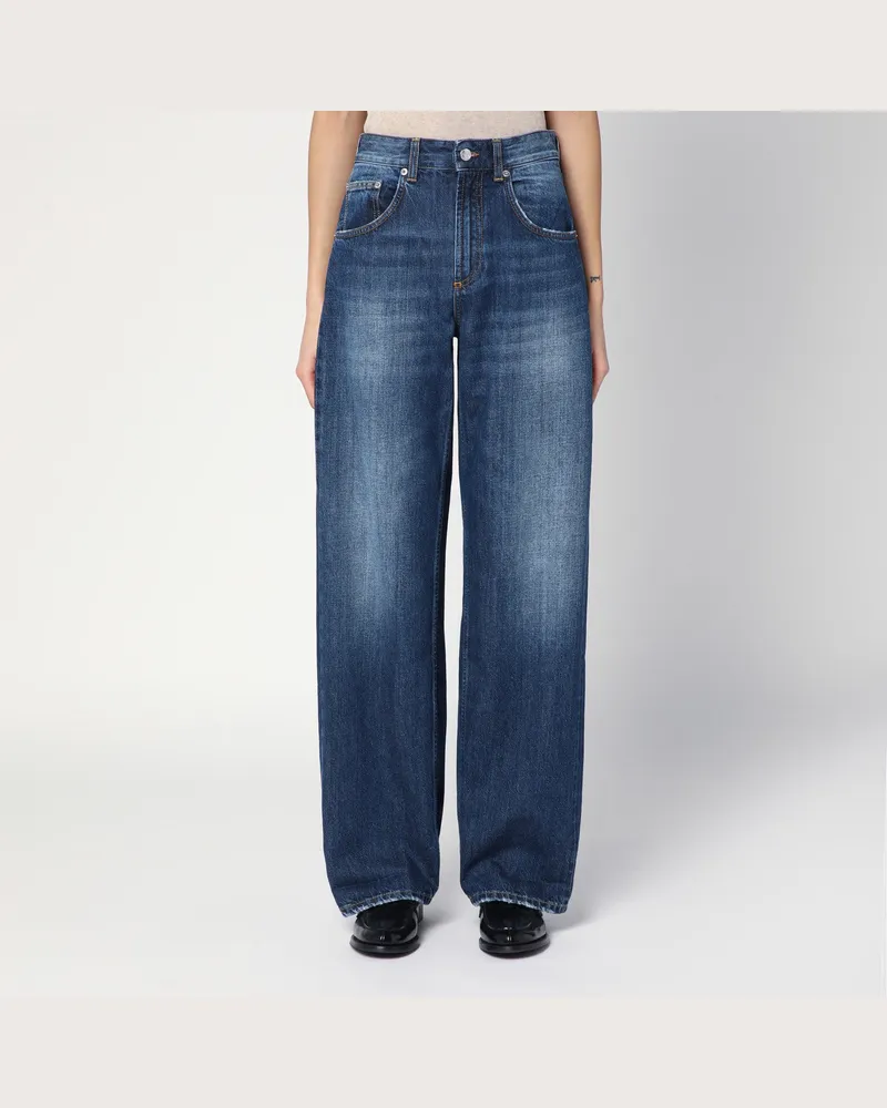 Department 5 Weite Pop-Jeans in Blau mit Washed-Effekt Blue