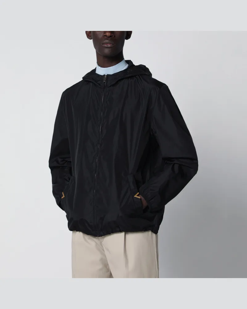 Valentino Garavani Schwarzer Windbreaker mit Vgold-Detail Black