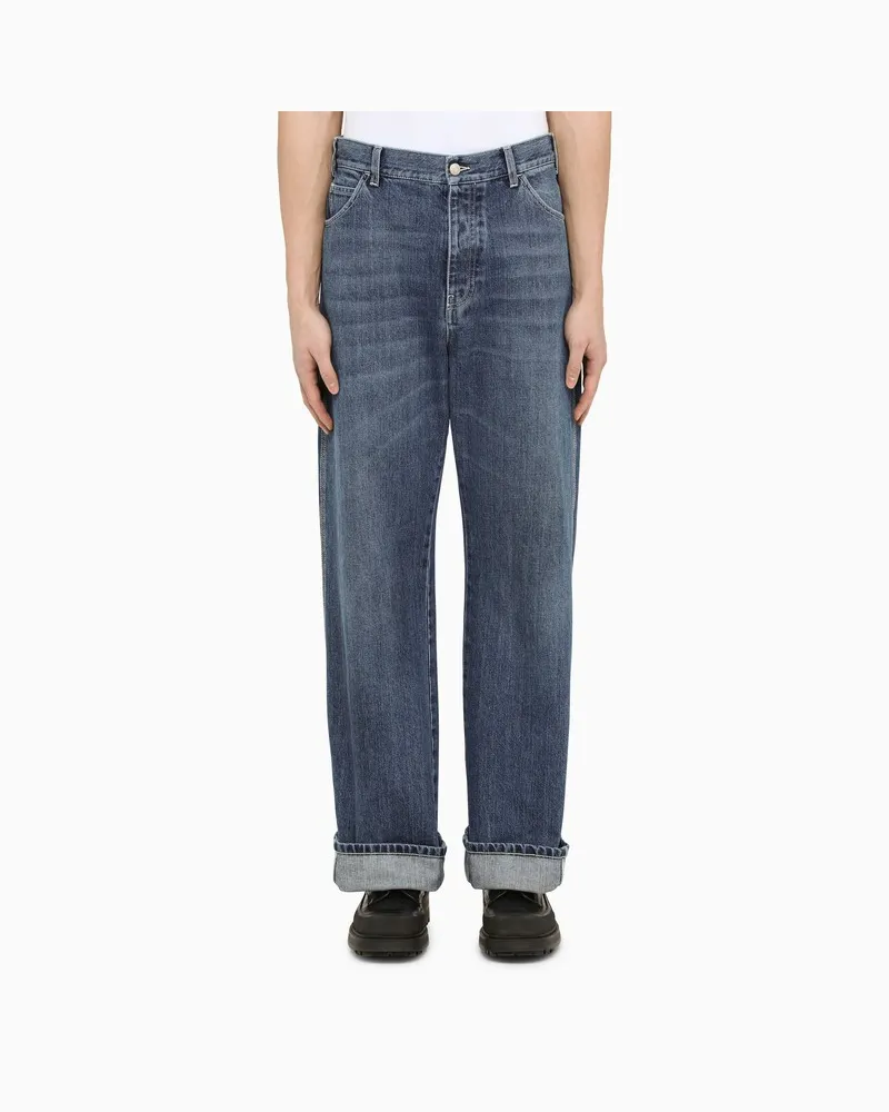 Alexander McQueen Weite blaue Baumwolljeans Blau