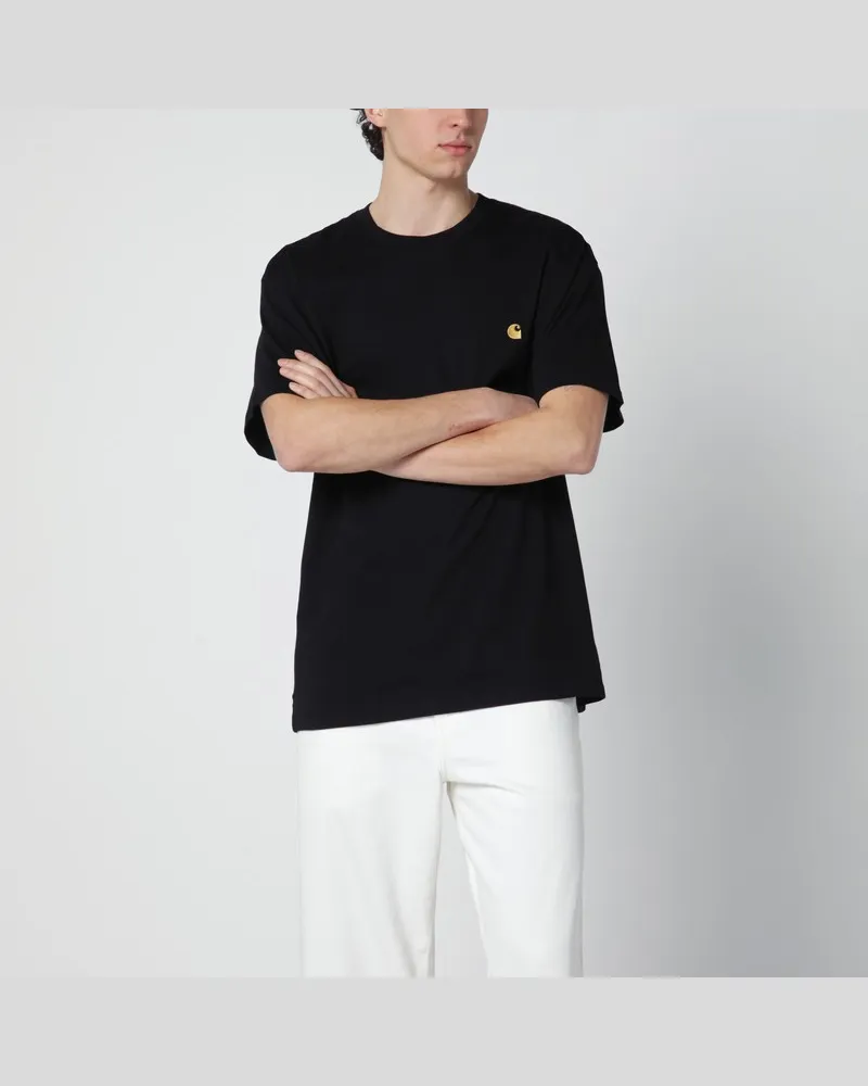 Carhartt WIP Schwarzes S/S Chase T-Shirt aus Baumwolle Schwarz