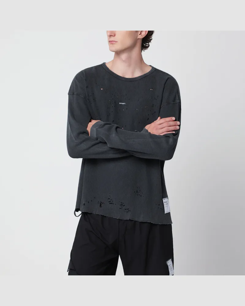 Satisfy Aged Black MothTech Waffle long-sleeve T-shirt Black