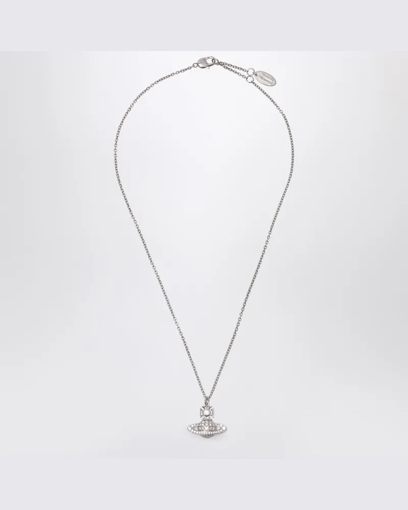 Vivienne Westwood Platinfarbene Orb-Anhängerhalskette mit Kristallen Metallisch