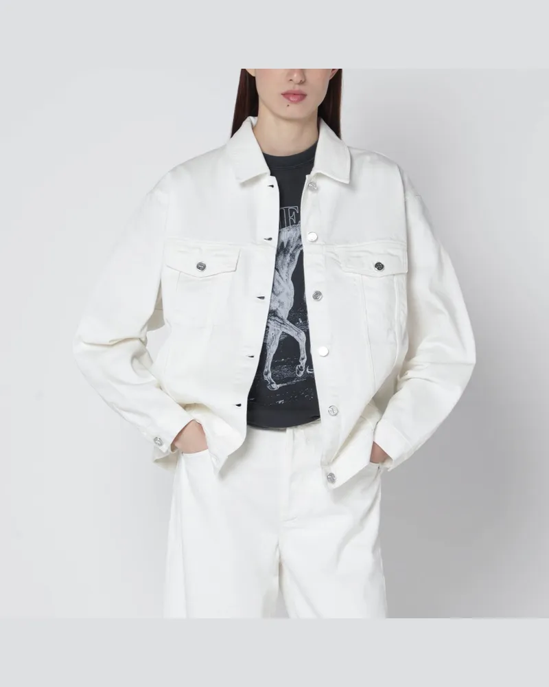 Anine Bing Ecrufarbene Jacke aus Bio-Denim Beige