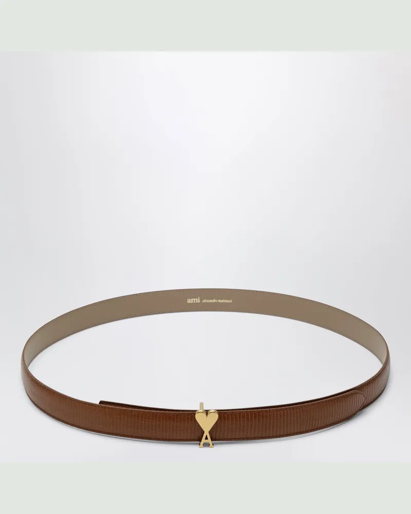 AMI Paris Cognacfarbener Ami de Coeur Gürtel aus Leder Brown