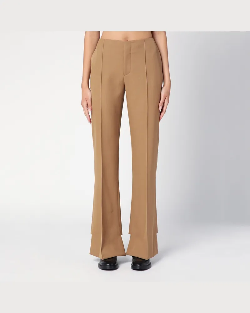 Chloé Asymmetrische beige Hose aus Wolle Brown