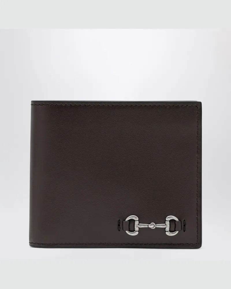 Gucci Kakaofarbenes Bi-Fold-Portemonnaie mit Horsebit Brown