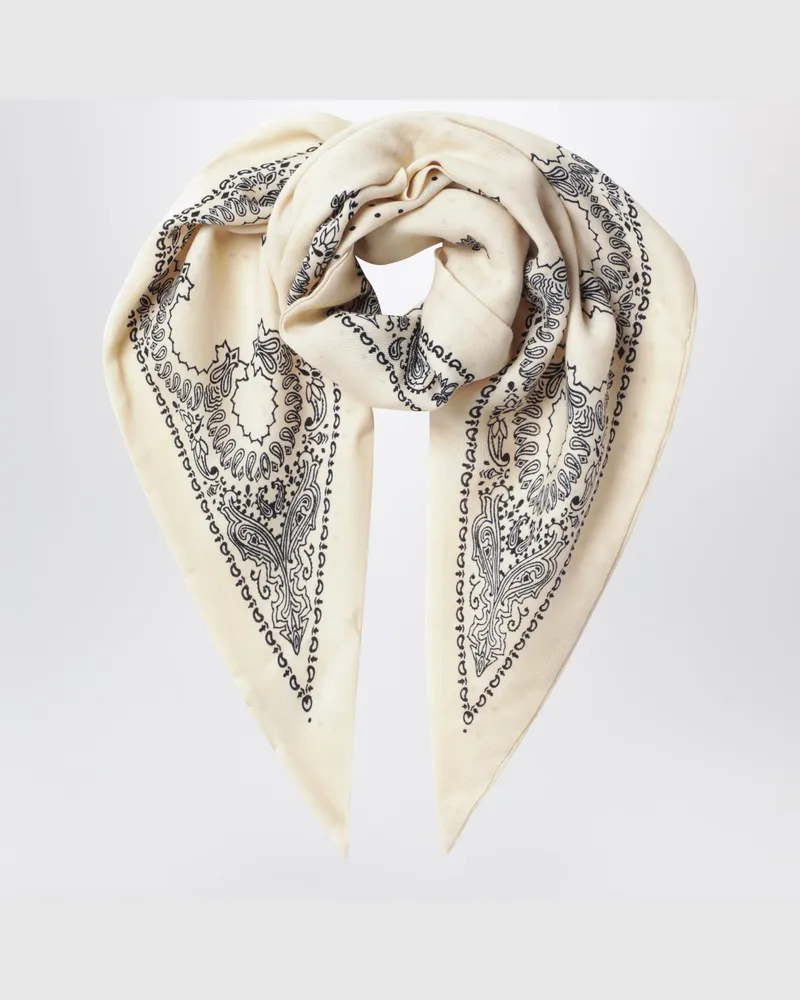 Destin Cremefarbenes dreieckiges Bandana-Tuch aus Wolle White