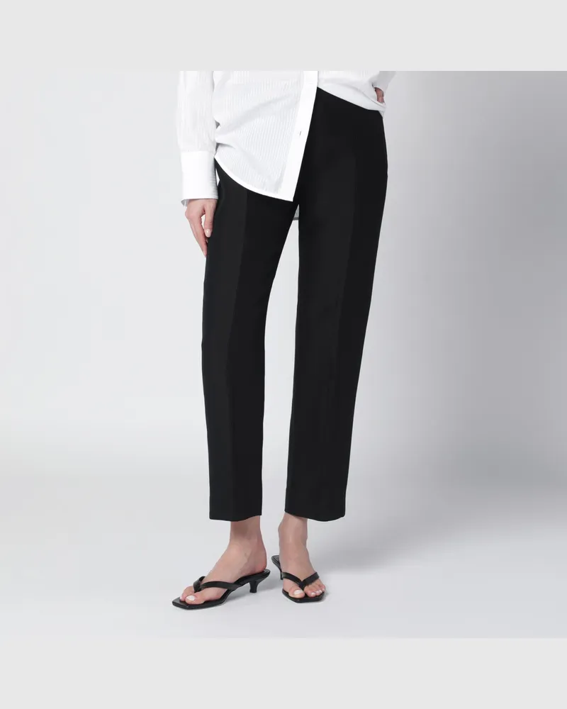 Totême Schwarze Hose aus Wolle und Seide Black