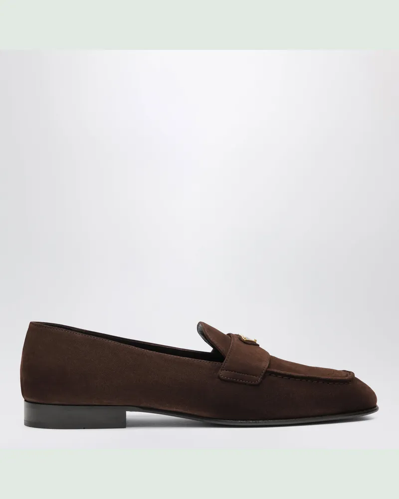 Prada Loafer aus Veloursleder in Dunkelbraun Brown