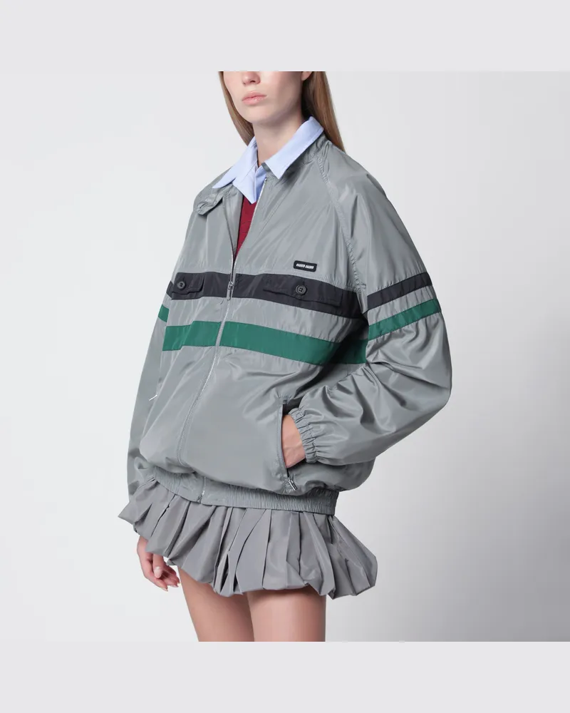 Miu Miu Oversize-Blouson aus Tech-Seide in Graphit Grey