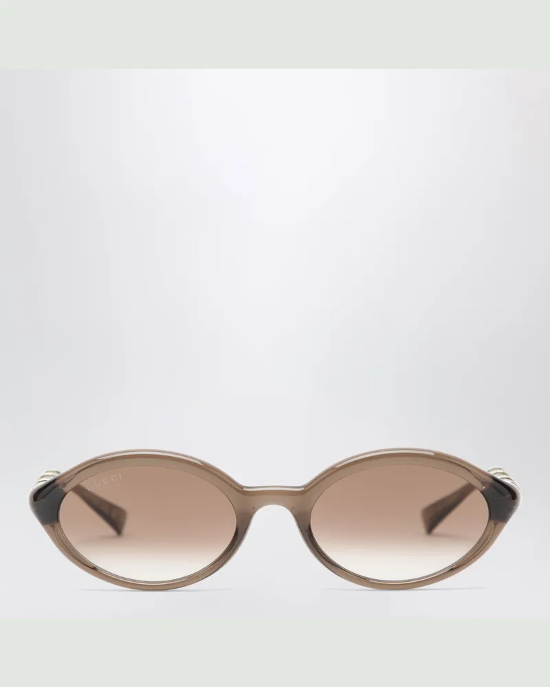 Gucci Braune ovale Sonnenbrille Brown