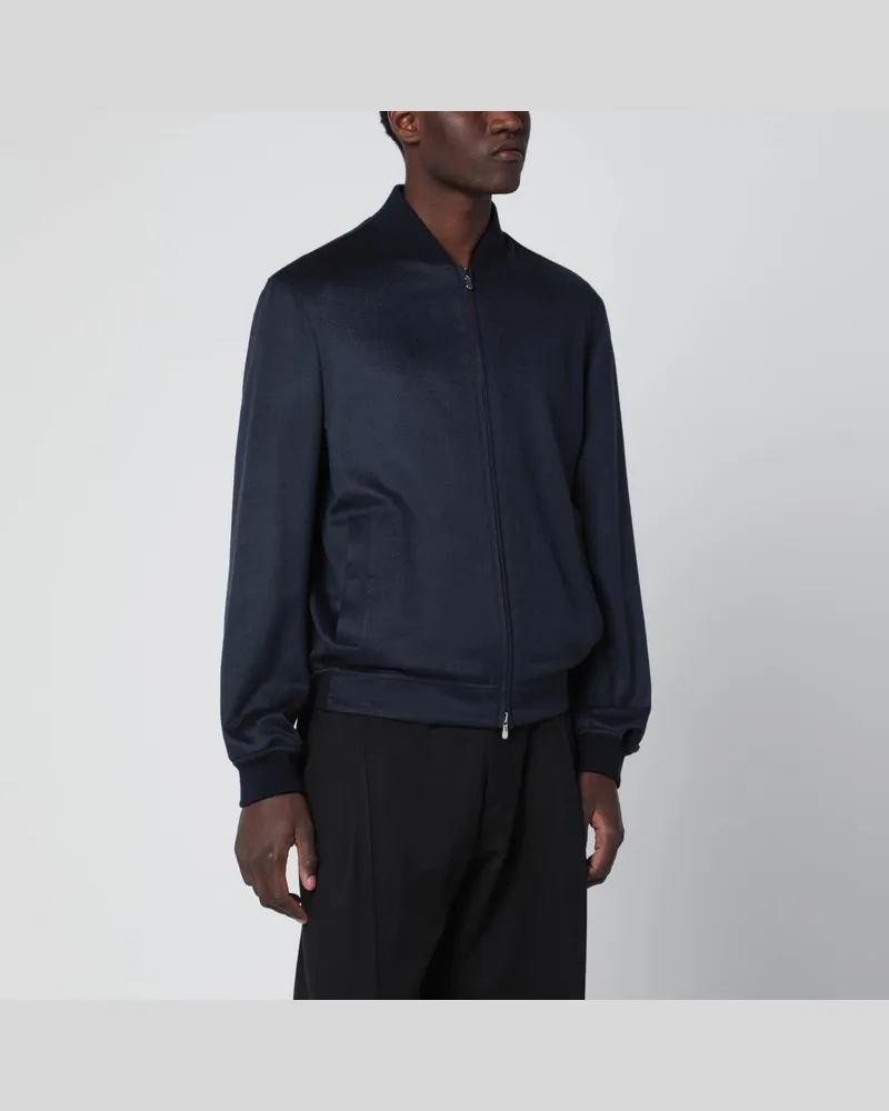 Brunello Cucinelli Marineblauer Cardigan aus leichter Kaschmirflanell Blau