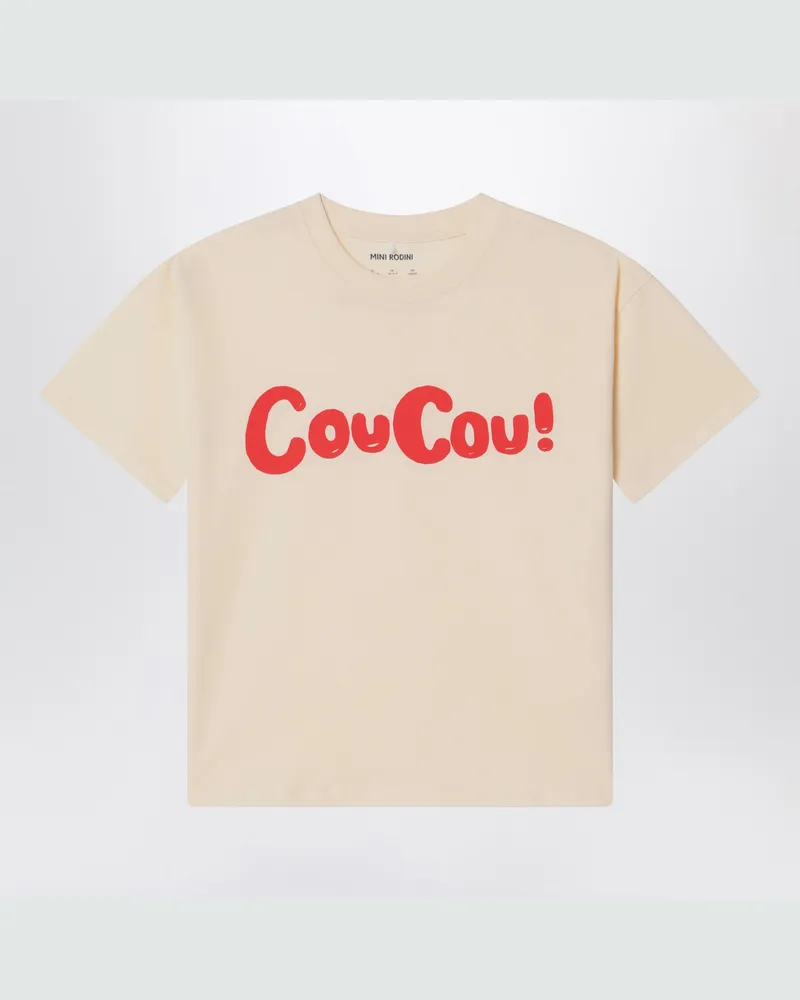 Mini Rodini Hellbeiges T-Shirt aus Bio-Baumwolle White