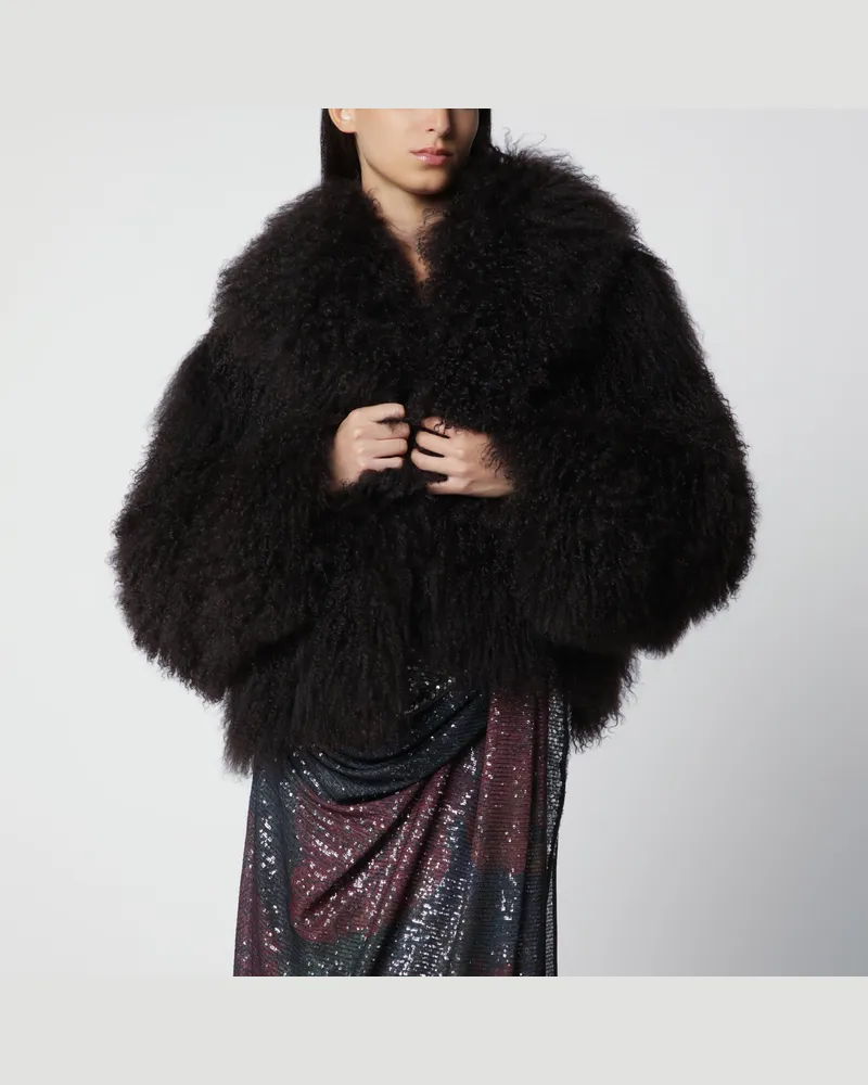 BLANCHA Kurze Pelzjacke in Schokoladenbraun Brown