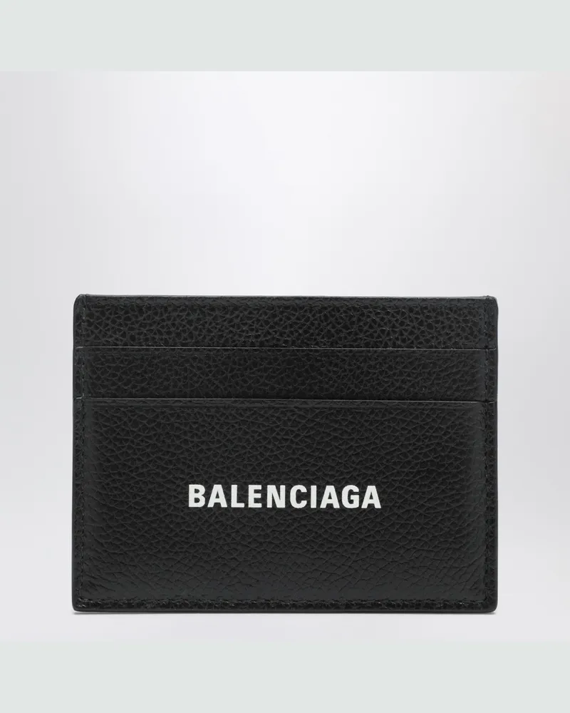 Balenciaga Cash Kartenetui aus schwarzem genarbtem Leder Black