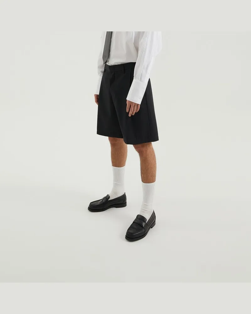 1989 STUDIO Dunkelblaue plissierte Shorts Blau