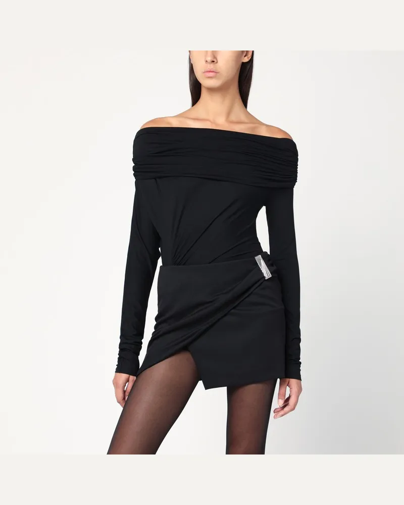 ANDAMANE Schwarzes schulterfreies Top Zoe Schwarz