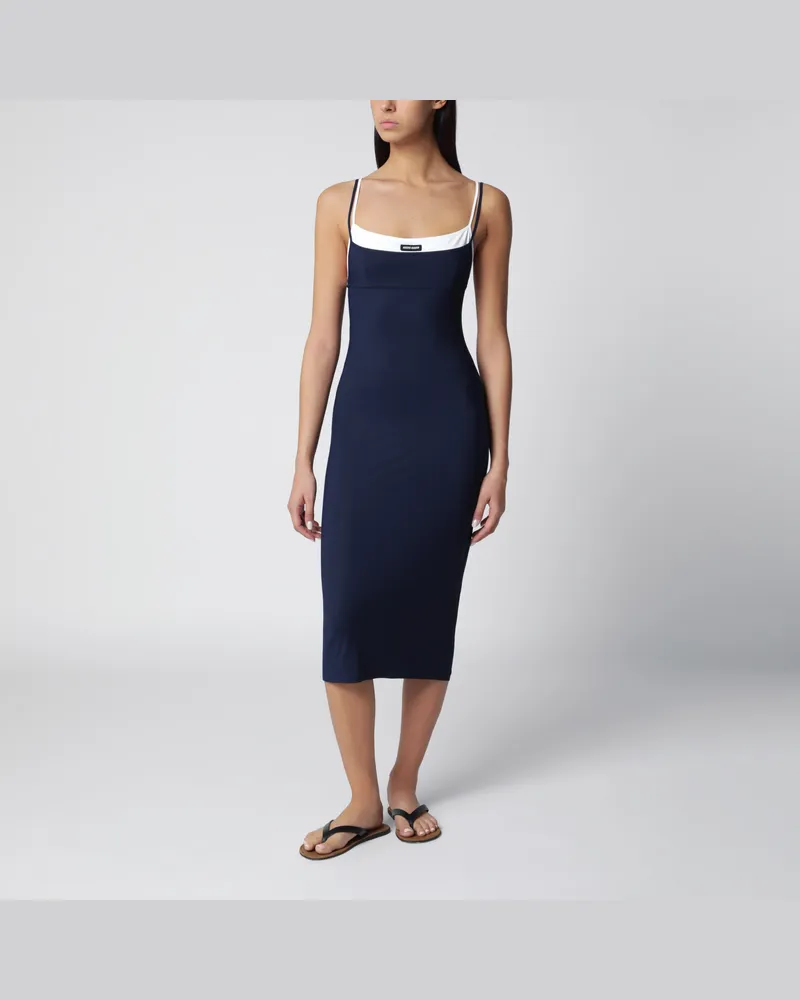 Miu Miu Midi-Kleid aus Stretch-Jersey in Blau Blue