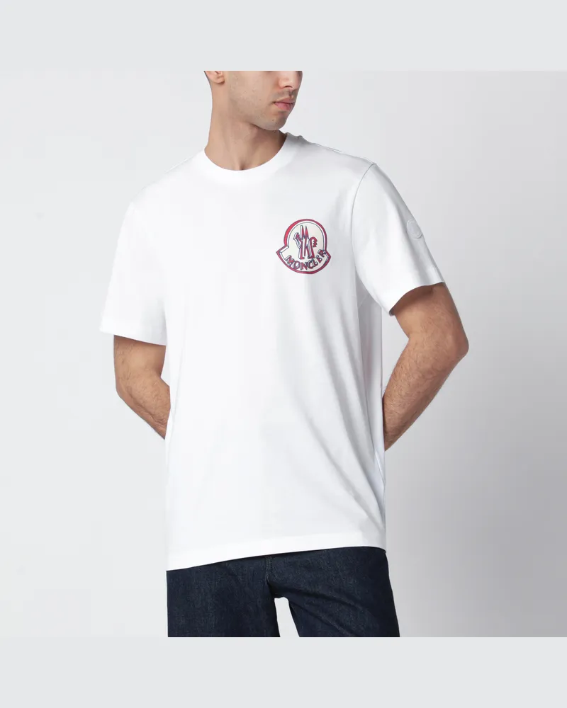 Moncler Weißes Baumwoll-T-Shirt mit Logo-Print White