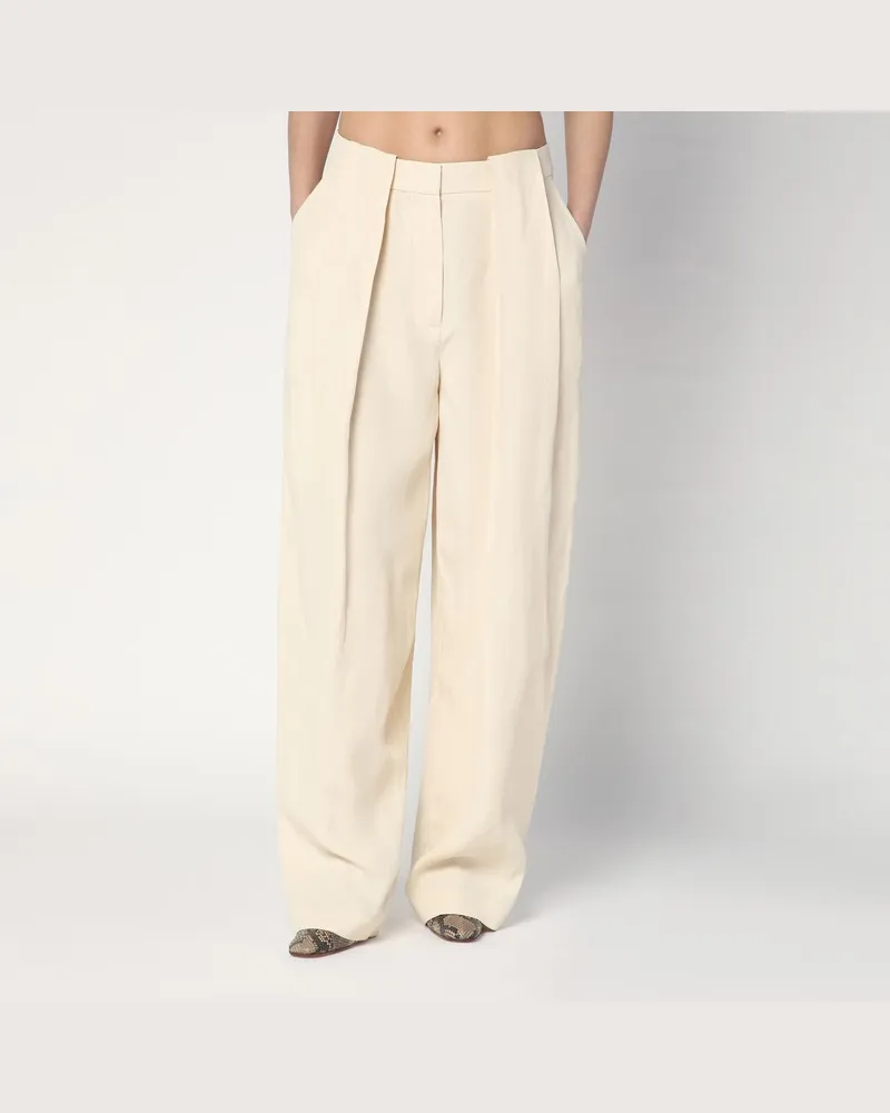 Stella McCartney Lose butterfarbene Hose aus einer Leinenmischung Weiß