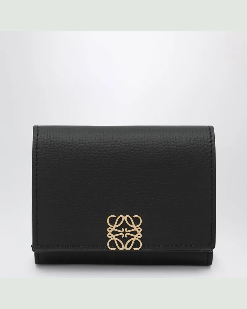 Loewe Schwarzes Anagram Trifold-Portemonnaie aus Leder Black