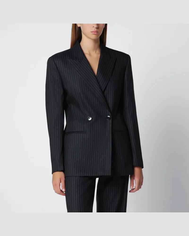 Isabel Marant Schwarze doppelreihige Jacke mit Nadelstreifen Black