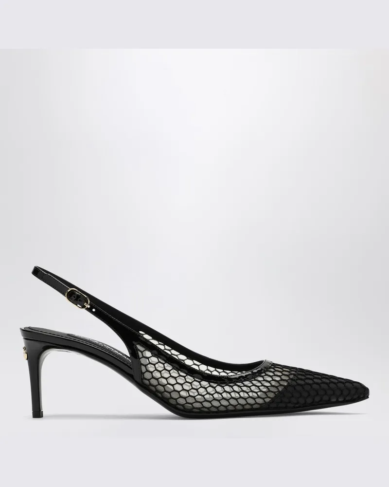 Dolce & Gabbana Schwarzer Mesh-Slingback Schwarz