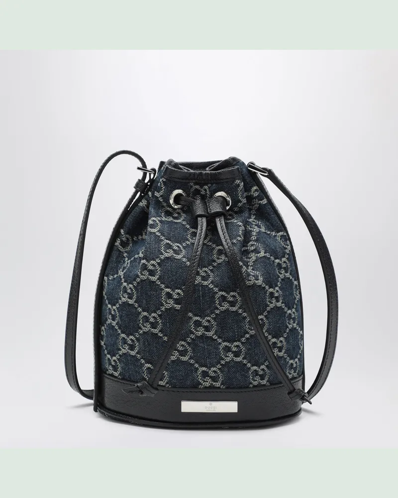 Gucci Mini-Beuteltasche mit Logo-Plakette aus GG-Denim blau Blue