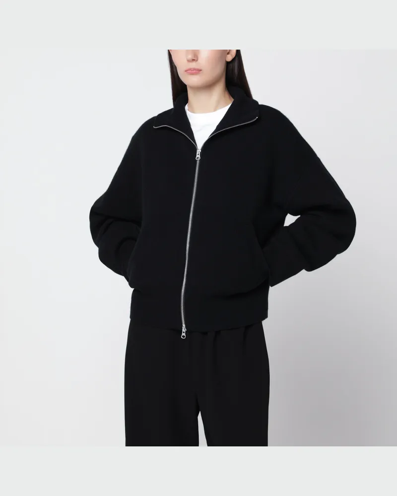 extreme cashmere Schwarzer Xtra Cute Cardigan mit Reißverschluss aus Kaschmir Black