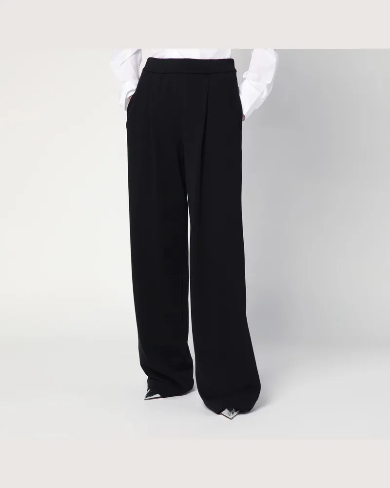 Dries van Noten Weite schwarze Hose aus Baumwolle Schwarz
