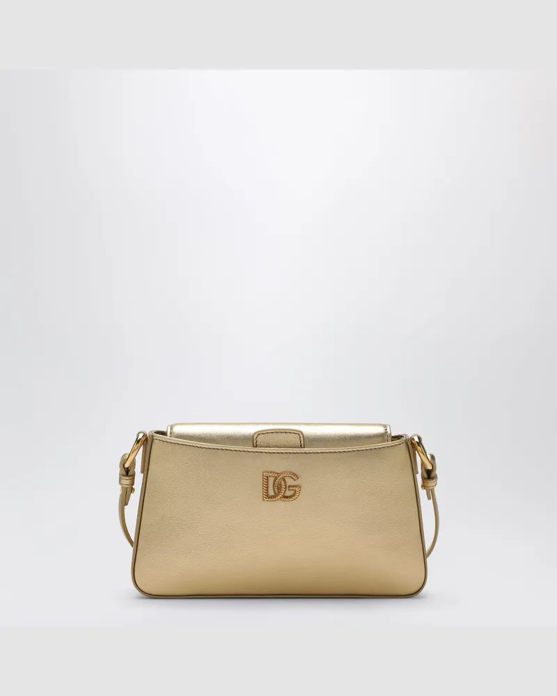 Dolce & Gabbana Handytasche aus laminiertem Kalbsleder in Gold Metal