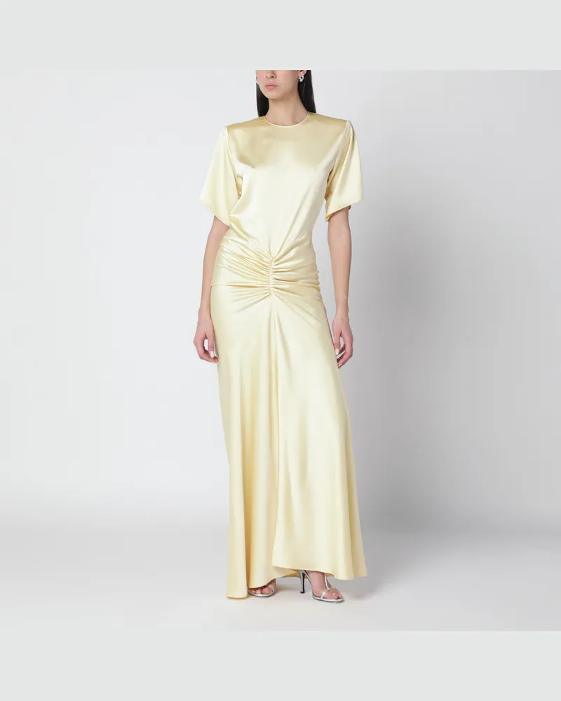 ANDAMANE Vanillefarbenes Iris-Kleid mit Drapierung 