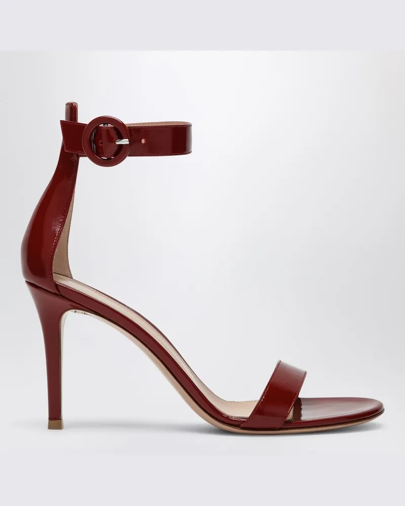 Gianvito Rossi Burgunderfarbene Sandale Portofino 85 Rot