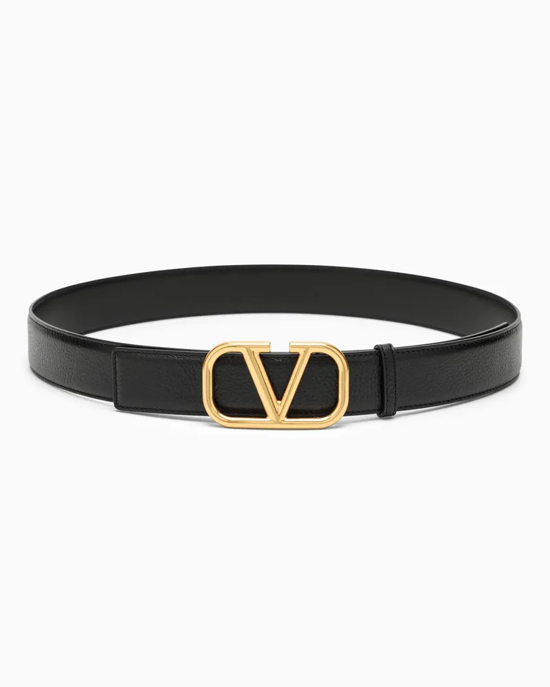 Valentino Garavani Ledergürtel Vlogo schwarz/gold Black