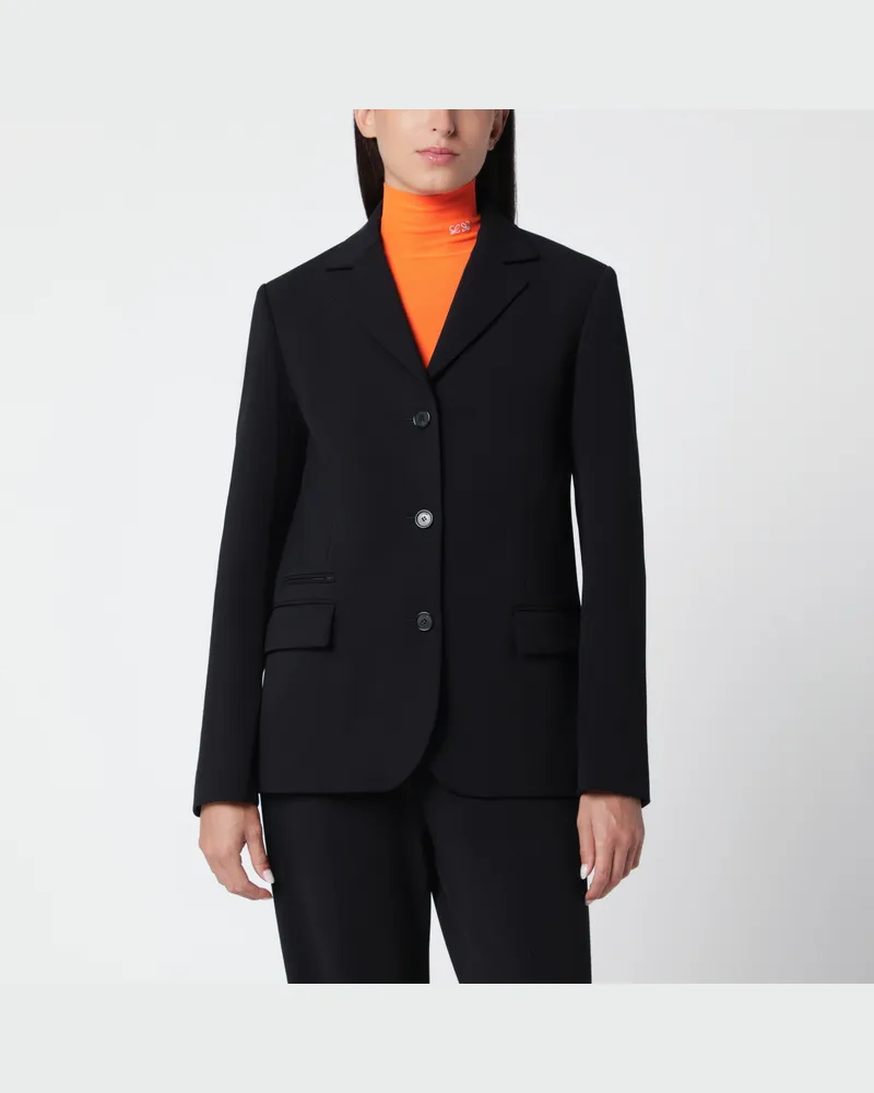 Loewe Schwarze Jacke aus Stretch-Wollmischgewebe Black