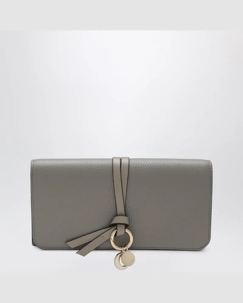 Chloé Graue Alphabet-Geldbörse mit Überschlag aus genarbtem Leder Grey