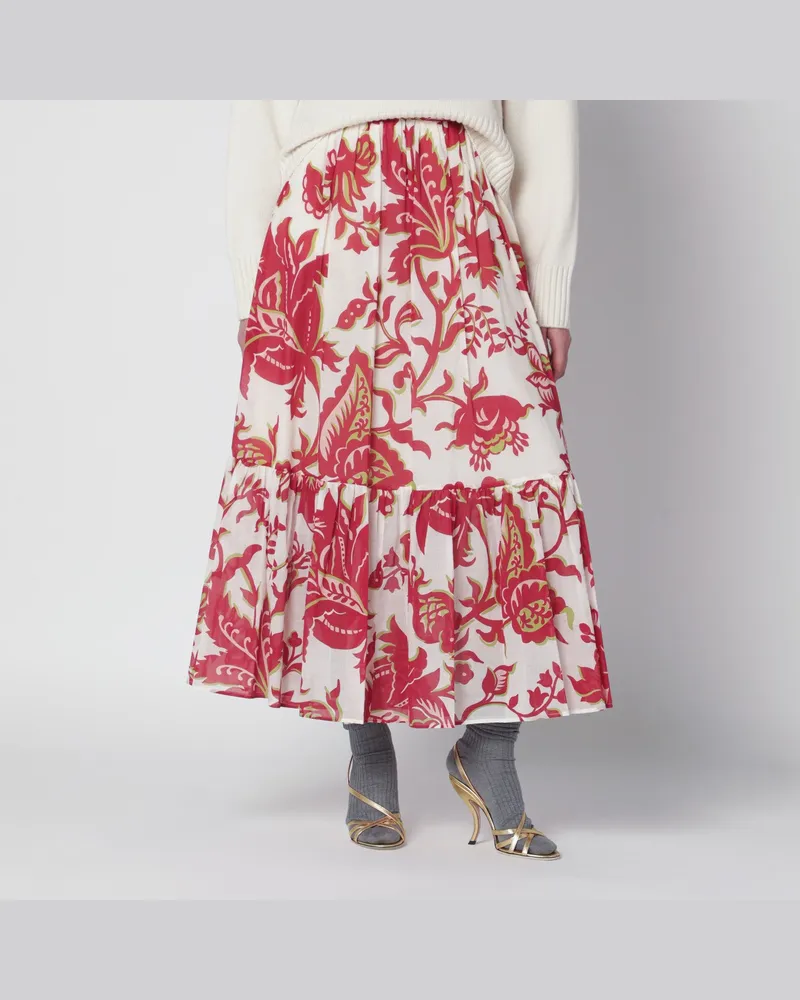 Etro Weißer Rock mit Blumenprint Red