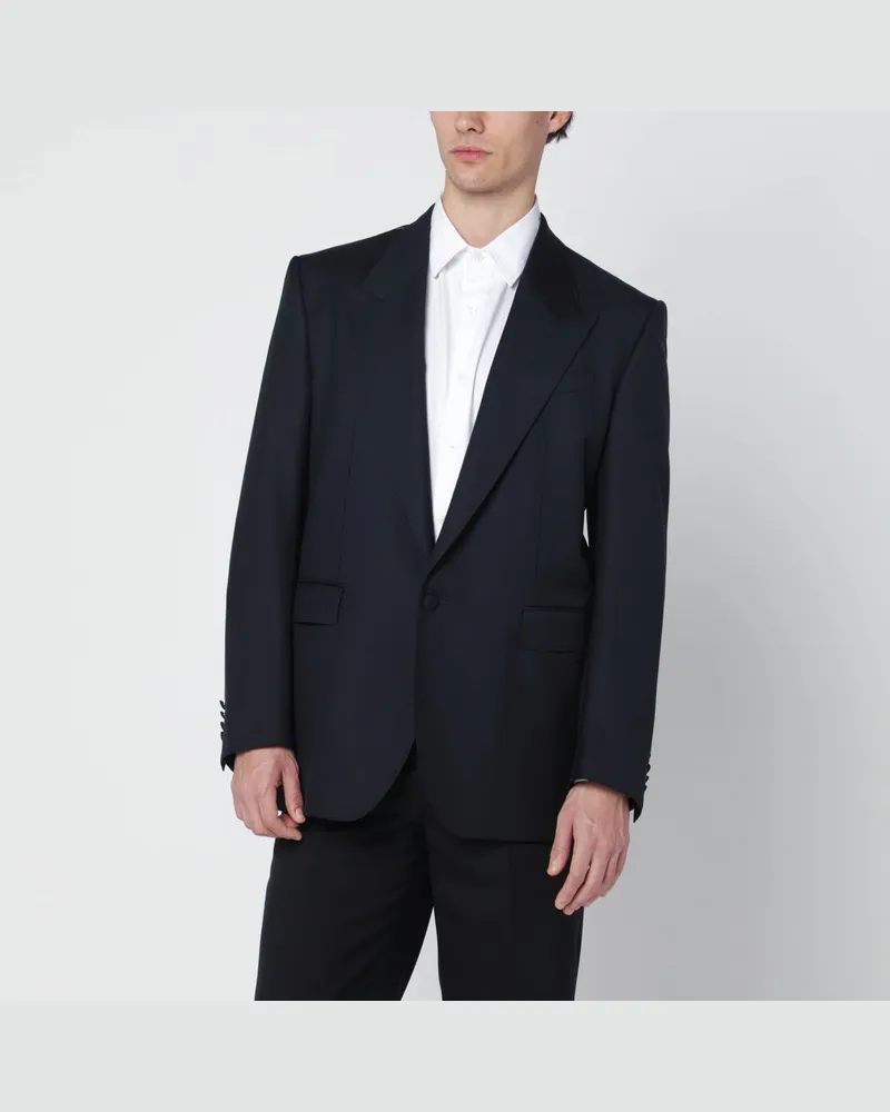 Dolce & Gabbana Dunkelblaue einreihige Wolljacke Blau