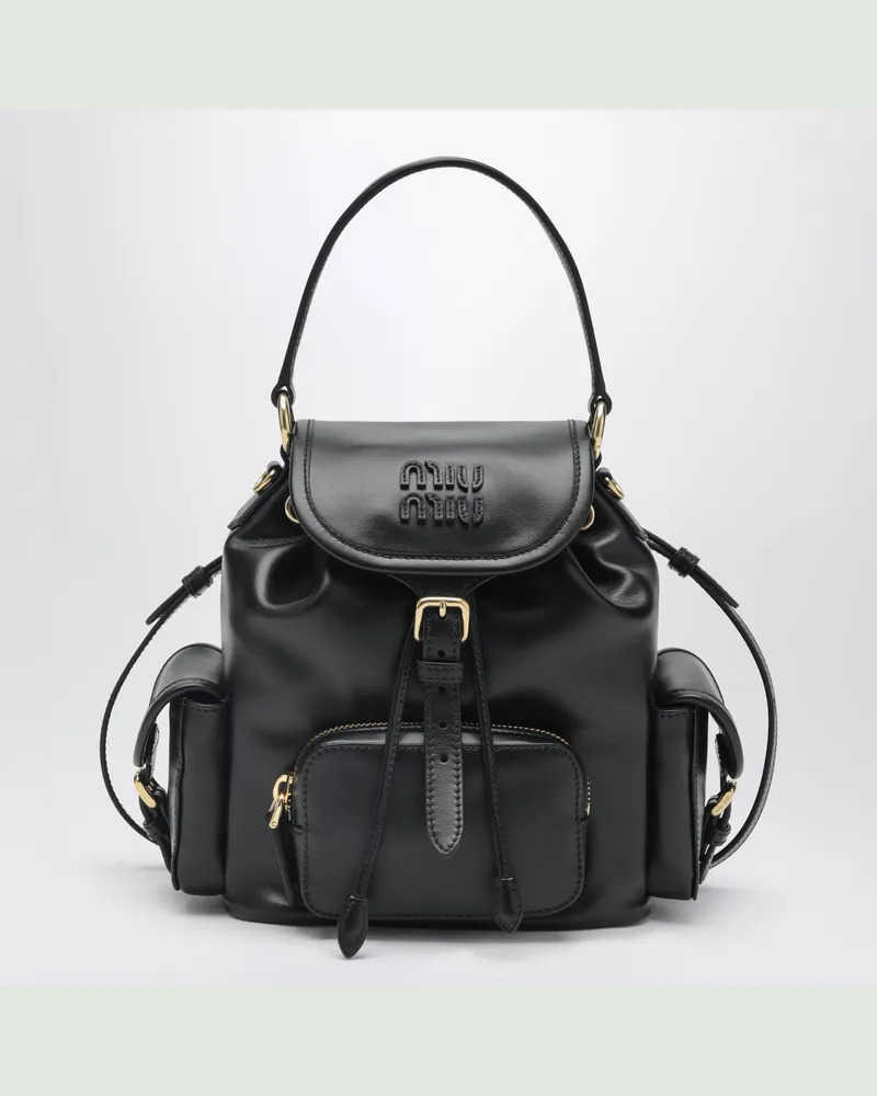 Miu Miu Mittelgroßer Rucksack schwarz aus Leder Black