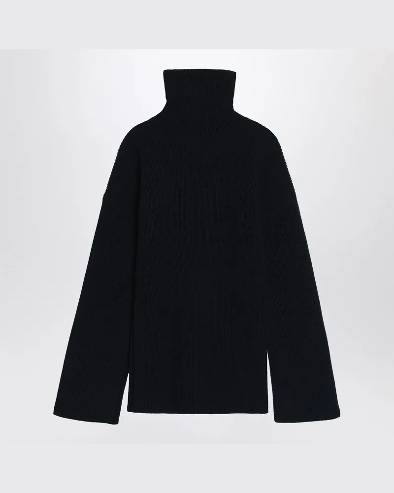 Totême Schwarzer Rollkragenpullover aus Wolle Schwarz