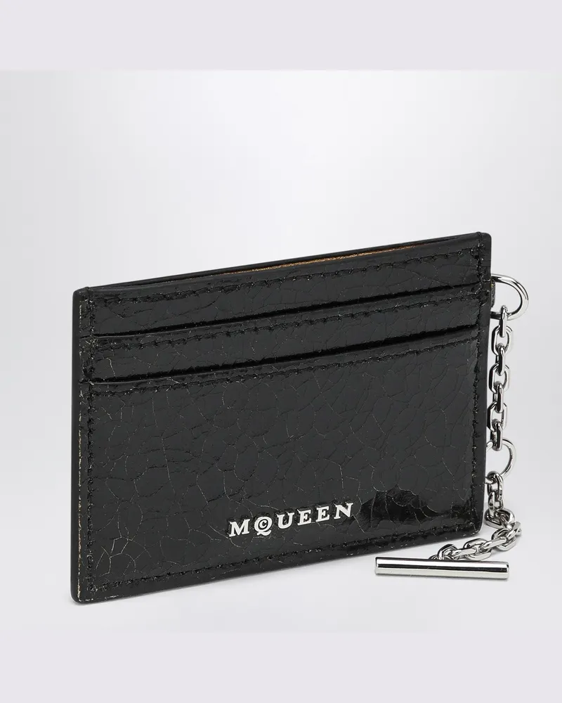Alexander McQueen Kreditkartenetui T-Bar schwarz/karamell Black