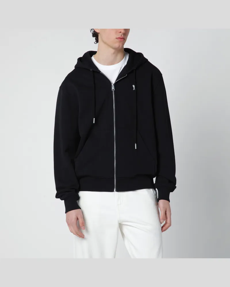 AMI Paris Schwarzes Ami De Coeur Sweatshirt mit Reißverschluss 