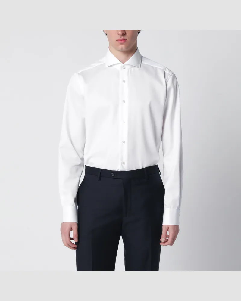 XACUS Weißes Travel-Hemd aus Baumwolle White