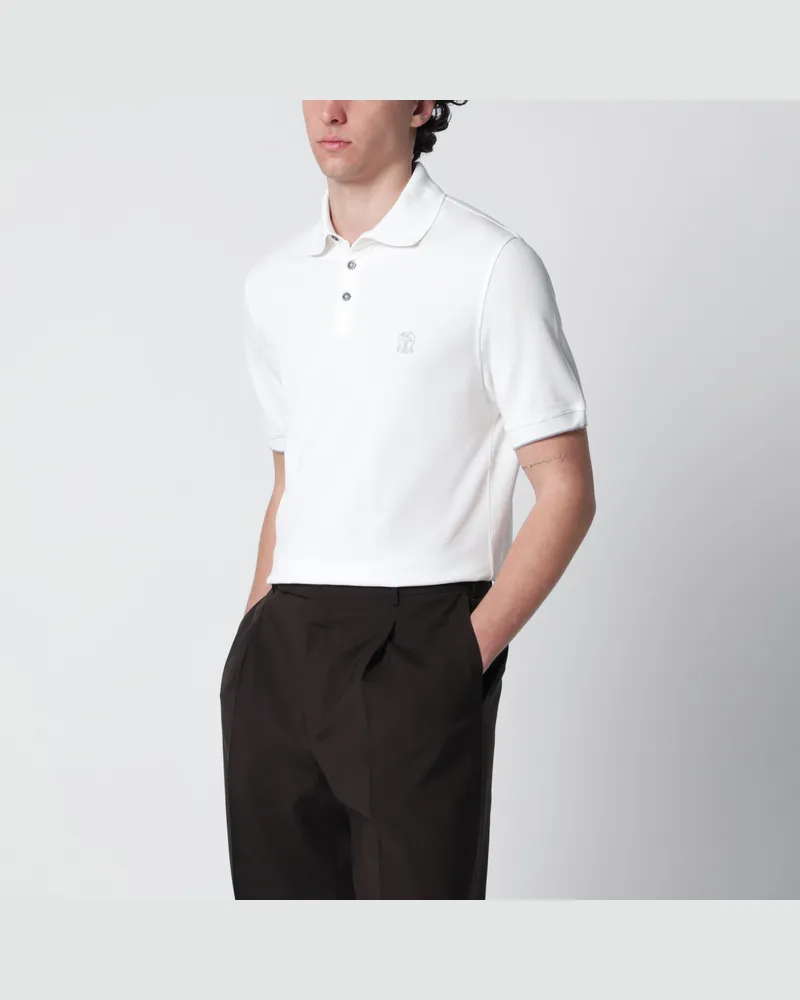 Brunello Cucinelli Weißes Polohemd aus Baumwolle White