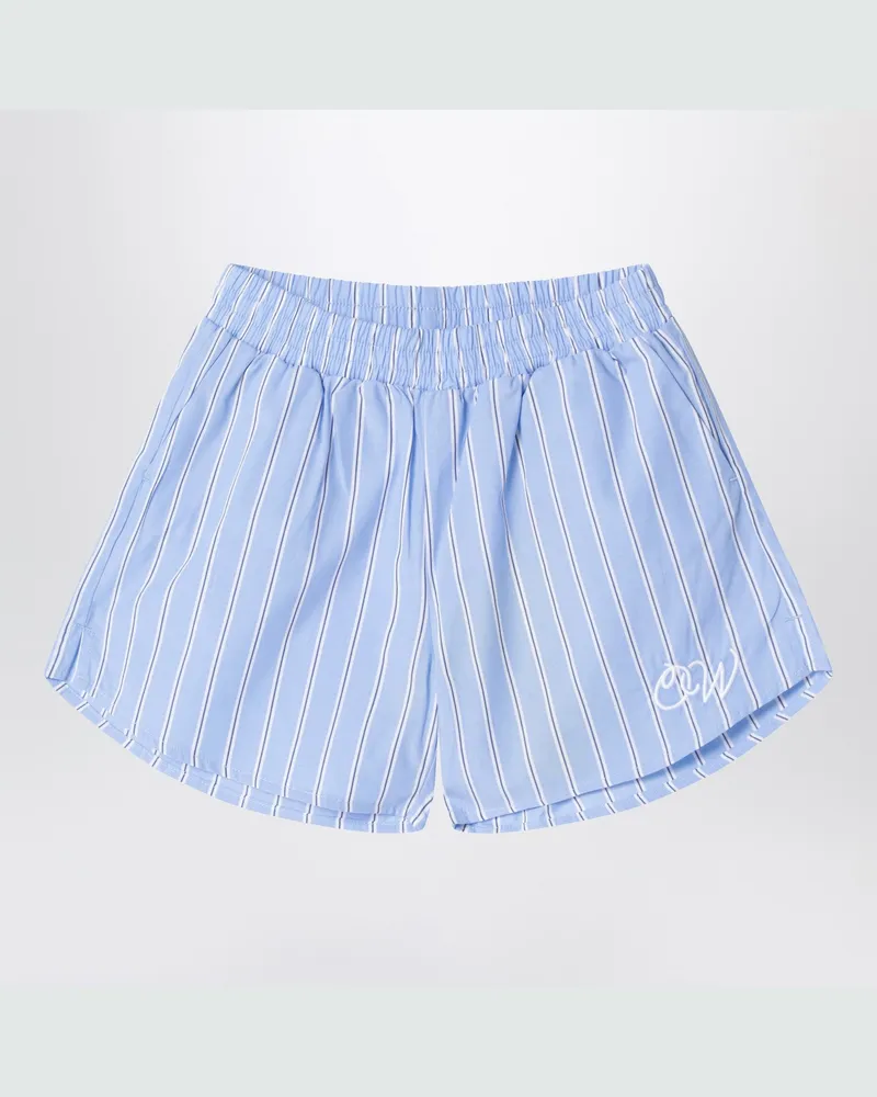 OFF-WHITE Hellblau gestreifte Baumwollshorts Blue