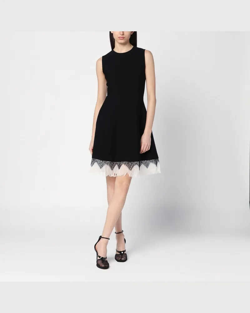 Alexander McQueen Kleid mit schwarzer/elfenbeinfarbener Spinnennetzspitze Schwarz