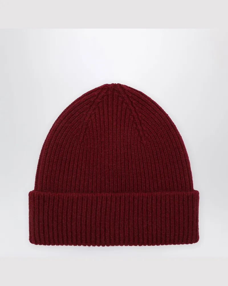 Le Bonnet Beanie aus Wolle und Caregora in Wine Burgundy