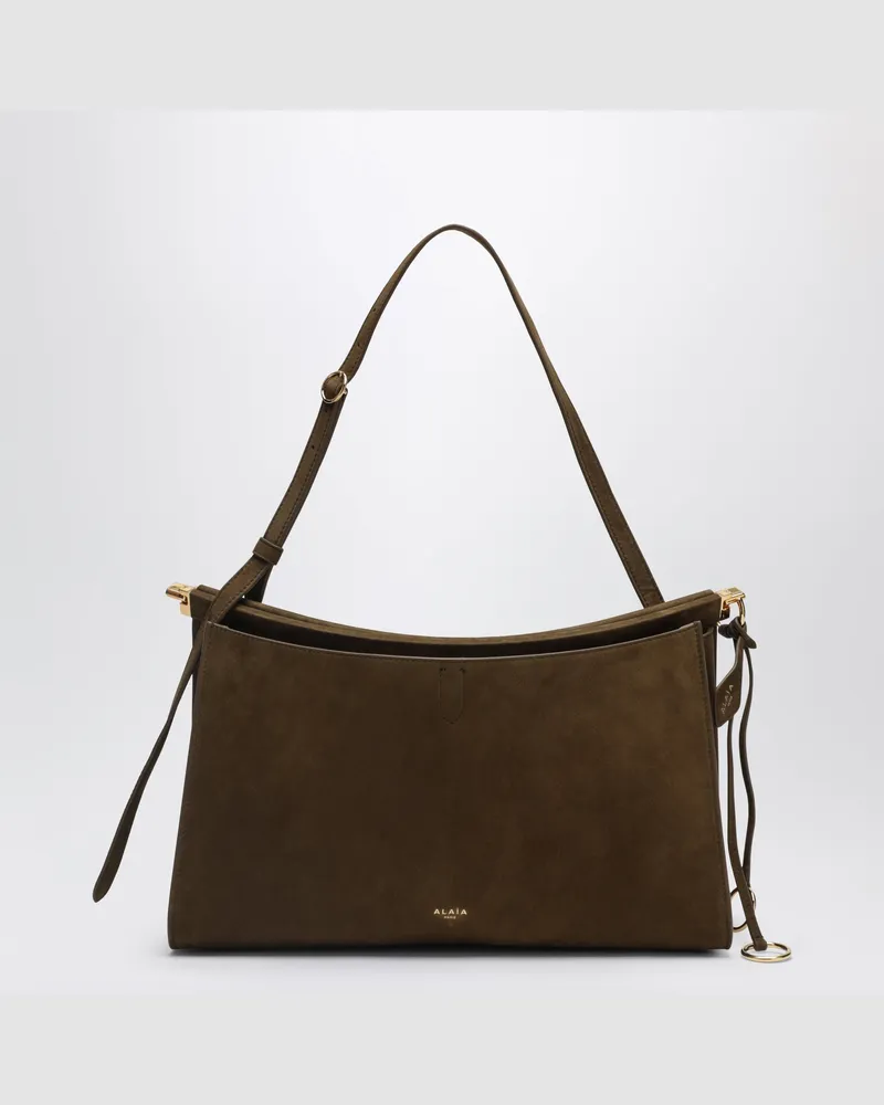 Alaïa Schultertasche Le Click Pocket 35 aus Nubukleder grün Green