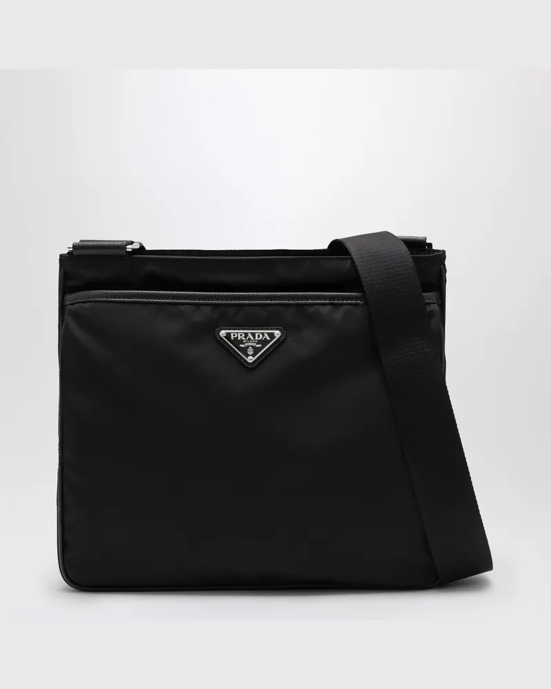 Prada Schwarze Re-Nylon Umhängetasche Schwarz