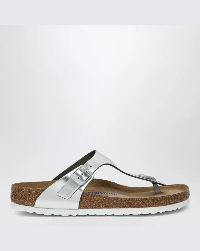 Birkenstock Silberfarbener Flip-Flop Gizeh Birko-Flor Metallisch